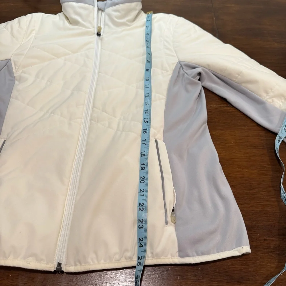 Lolë Women’s Large Jacket Glee Gray/White Quilted Full Zip Puffer Retail $180